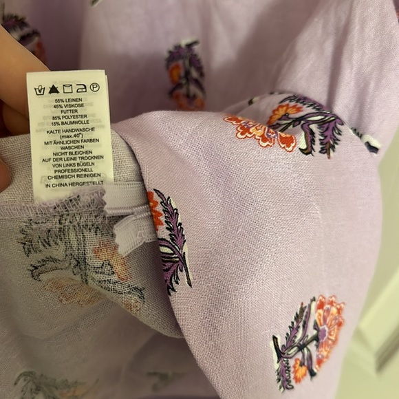 NWT House of Harlow 1960 Floral Linen Blend Puff Sleeve Mini Dress Size 6 - Picture 7 of 9